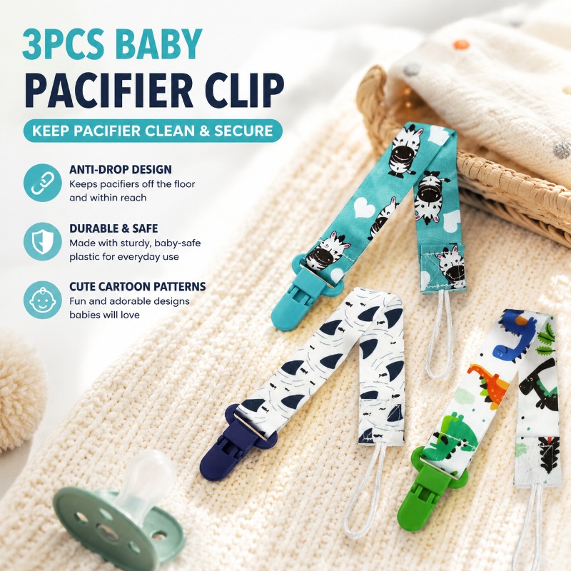 Baby Food Pacifier - 3PCS Baby Pacifier Clip with Cartoon