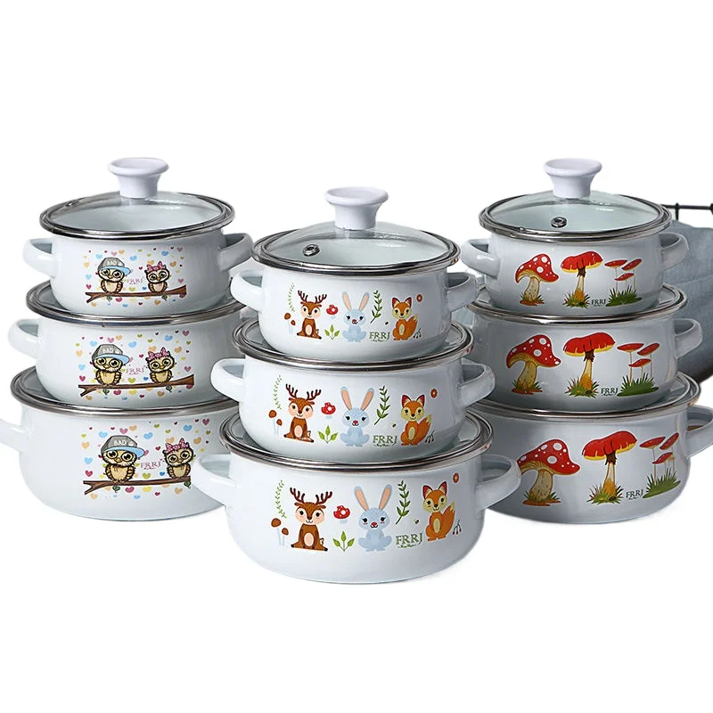 Mini Enamel Soup Pot with Lid, - Baby Food Healthy 评论和价格