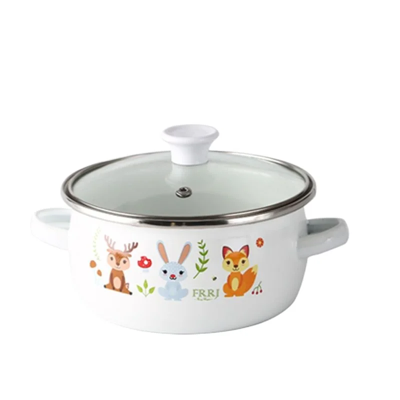 Mini Enamel Soup Pot with Lid, - Baby Food Healthy 评论和价格