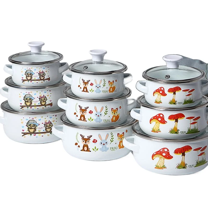 Mini Enamel Soup Pot with Lid, - Baby Food Healthy 评论和价格