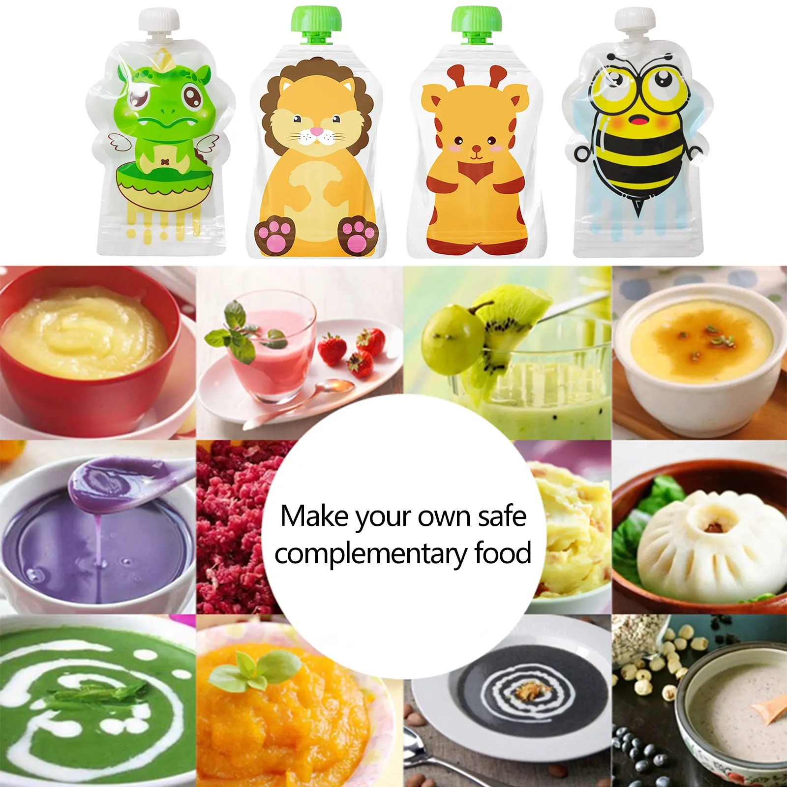 4pcs Food Storage Bag Reusable - Baby Food Pouches Reusable 评论和价格